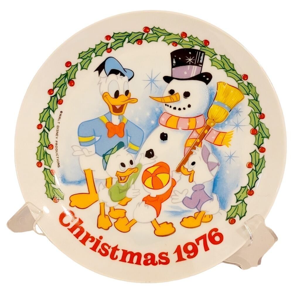 Disney Schmid 1976 Donald Duck Huey Duey Louie Xmas Christmas‎ Collectors Plate